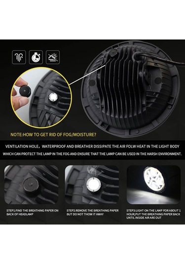 Symbee 7 İnç Dört Lens X Tipi Led Far Tek Adet - Jeep Wrangler Jk/jku/cj/lj/tj Ve Hummer H1/h2 Uyumlu, 30000lm Parlaklık, Ip67 Su Geçirmez