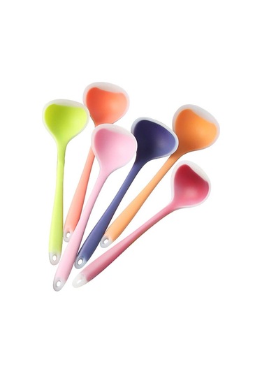 Sarı 1 Adet Renkli Saydam Silikon Kaşık Yapışmaz Anti Yüksek Sıcaklık Çorba Kaşık Pişirme Araçları Mutfak Malzemeleri