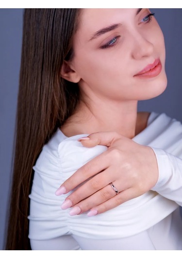 Torgovyj Dom Uvelir Holding 925 Ayar Gümüş Taşlı Alyans Takı 428893879 Gri