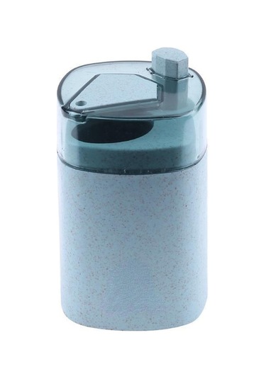 Mavi Otomatik Kürdan Tutucu Konteyner Buğday Samanı Ev Masa Kürdan Saklama Kutusu