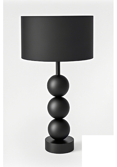 Casa Masa Abajuru Metal Gövde Kumaş Başlık Dekoratif Lamba Siyah