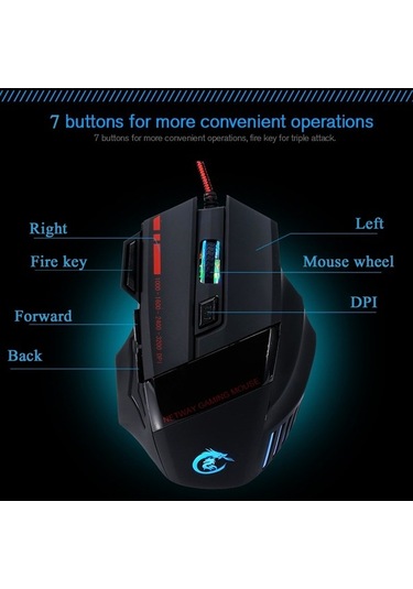 Prestigegoods 5500 Dpı Hxsj A907 Oyun Faresi - 7 Düğmeli, Ergonomik, Usb Kablo A907