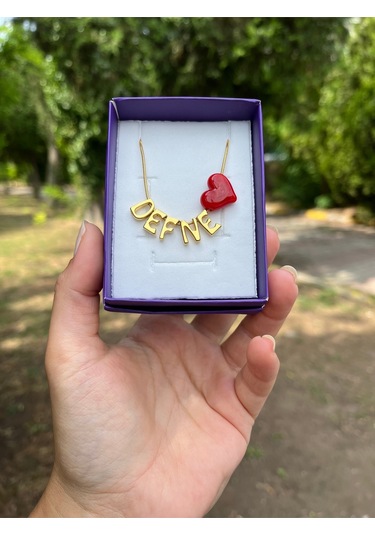 Kişiye Özel Harf Kolye Murano Kalp Murano Kolye Istediğiniz Isim Yazılır Gold