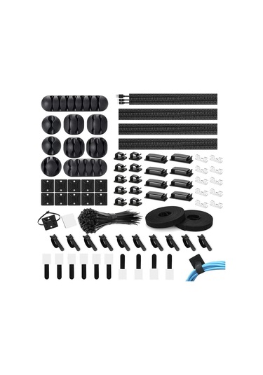 Teltree Kablo Yönetimi Seti 173 Parça - Otomatik Yapışkan Kablo Klipsi, Kablo Bağlayıcı, Duvar Kablo Sabitleyici Ve Sabitleme Bağlayıcıları