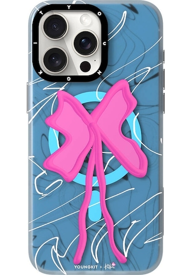 İphone 15 Pro Max Uyumlu Kılıf Magsafe Şarj Özellikli Youngkit Anti-trend Serisi Kapak Mavi