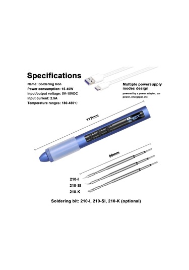 Hallow 210-ı Akıllı Elektrikli Havya Taşınabilir Usb Lehimleme İstasyonu