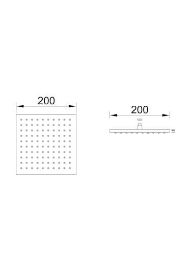 Fause Tepe Duş Başlığı Kare Slim 304 Metal 20 X 20 Cm Siyah Ktd101-B Siyah