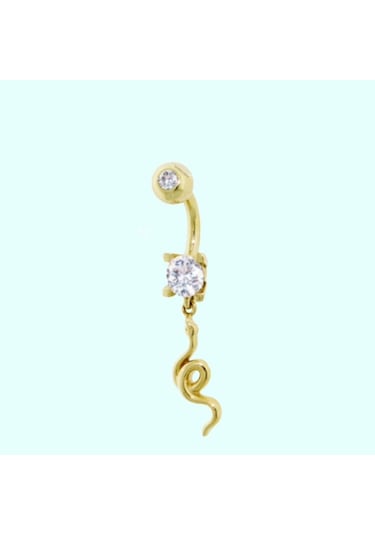 Altın Göbek Piercing 14 Ayar Sallantılı Yılan Altın