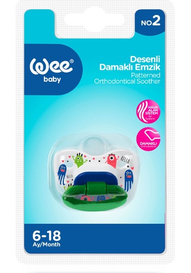 Wee Baby Desenli Damaklı Emzik No:2 Yeşil 6-18 Ay