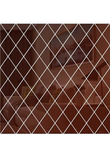 Novahub Eşkenar Dörtgen Akrilik Ayna, Kahverengi Arkaplan Dikişli Çıkartmalar Diğer