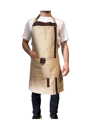 Czn Model 2 Renkli Boyundan Askılı Mutfak,garson,barista Önlüğü Krem