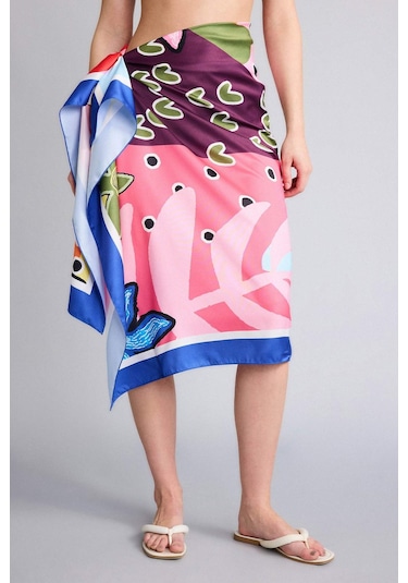Defacto Regular Fit Desenli Saten Plaj Eteği-fall İn Love B1443ax25hspn149 Pembe