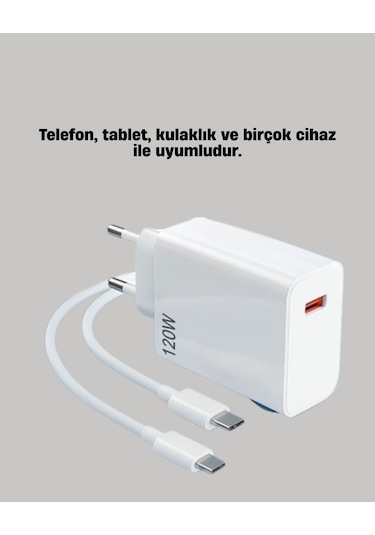 120w Mi Turbo Destekli Hızlı Şarj Type-c Uyumlu Akım Korumalı