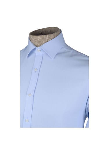 Cengiz İnler Standart Yaka Dokulu Cepsiz Slim Fit Erkek Gömlek 001