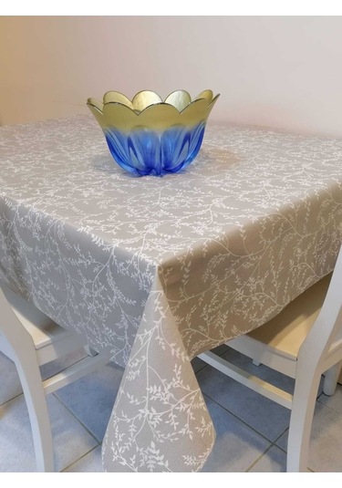 Elyaflı Pvc Muşamba - Desenli Silinebilir Masa Örtüsü 02mrl203c Gri