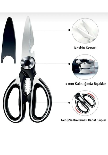 Paslanmaz Çelik Ultra Keskinleştirilmiş Çok Fonksiyonlu Mutfak Makası