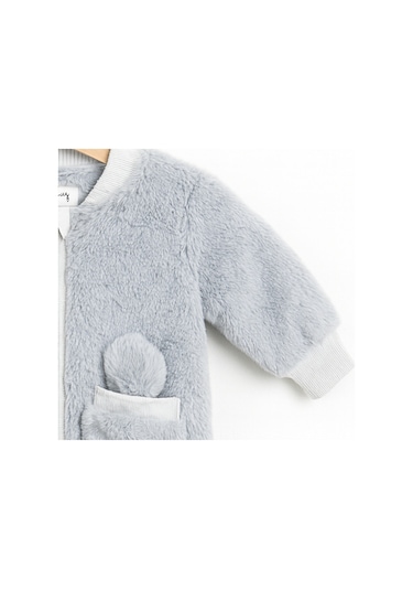 Baby Fou Peluş Tulum Gri Bebek Tulumu