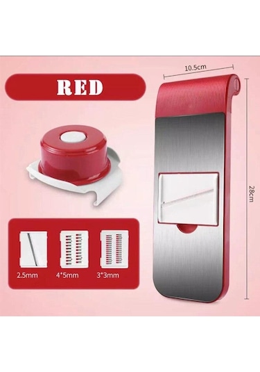 Kırmızı Sebze Kesici Çok Fonksiyonlu Dilimleme Patates Parçalayıcı Artefakt Ev Mutfak Patates Dilimleme Rende Parçalayıcı Kırmızı