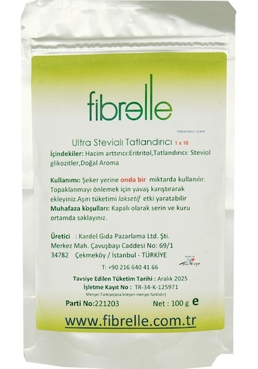 Fibrelle Ultra Stevialı Tatlandırıcı  100 g 1 Paket