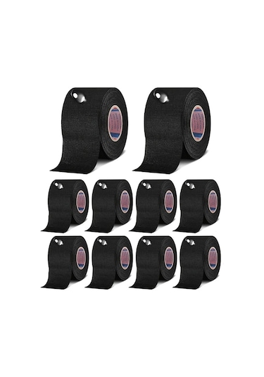 Honeybeeshop 10 Rulo 5.08 Cm 19mm X 10m Siyah Kimyasal Fiber Kordon Bantı Yüksek Sıcaklık Dayanıklı Otomotiv Elektrik Sarma Koruma İzolasyon