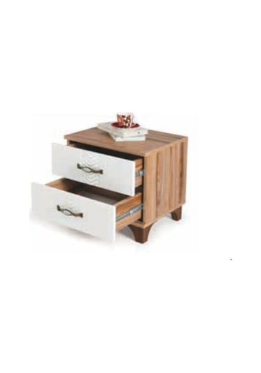 Bera Ceviz - Beyaz 2 Çekmeceli Tuğçe Komidin Ceviz - Beyaz