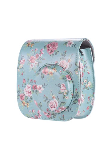 Vkemall Fujifilm Instax Mini 8/8+/8s/9 Kamera İçin Yeşil Çiçek Desenli Pu Taşıma Çantası - Pratik Ve Şık Koruma