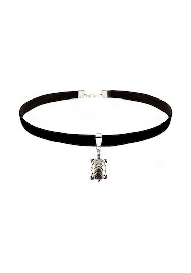 Siyah Renk Kadife Kaplumbağa Choker Siyah