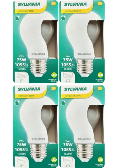 4 Adet Sylvania 9w 75w 2700k Sarı Işık Dim Edilebilir E27 Duylu Kalın Duy Soft Led Ampul