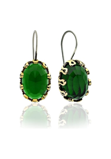 Zümrüt Taşlı Otantik Gümüş Kadın Küpe E10135