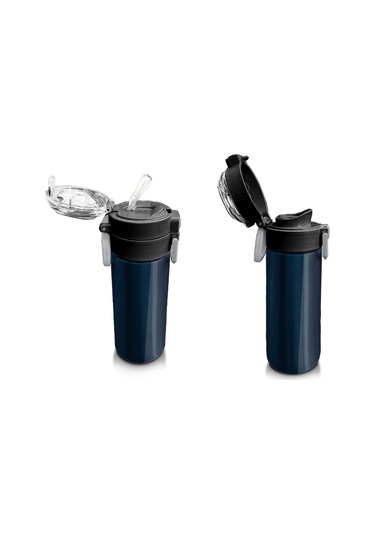 Coral High Çelik Matara Termos/suluk 31998 - 500ml, Erkek Çocuk - Lacivert Turuncu Çizgili Çok Renkli