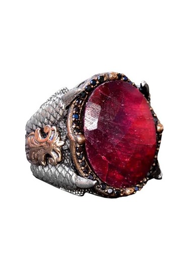 Gerçek Yakut Doğal Taş Yüzük, 16.80 Karat, Pençe Yüzük Gümüş