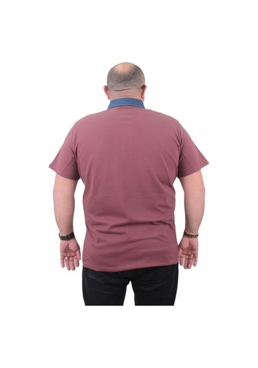 Starbattal Büyük Beden Polo Kot Yaka Tişört 23420 Eflatun-Eflatun Gülkurusu