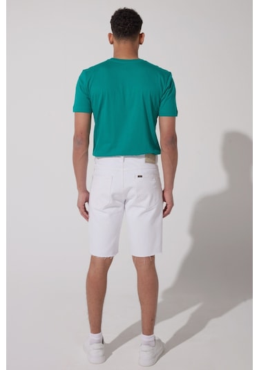 Regular Fit Normal Kesim %100 Pamuk Normal Bel Beyaz Jean Kot Şort L23163100 Beyaz