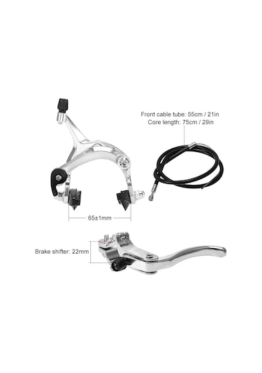 Ön/arka Fixie Bisiklet Freni Kiti Yol Bisiklet Kruvazörü Fren Seti Bisiklet Kaliper Fren Kiti Yan Çekme Fren Seti, Kaliper Fren Bisikleti, Gümüş
