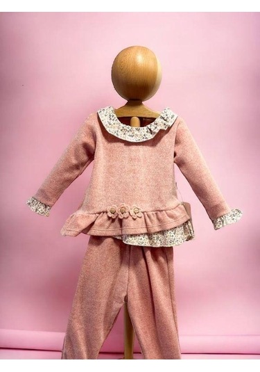 Kız Bebek Çiçek Desenli 2 Li Takım-15268 Pembe