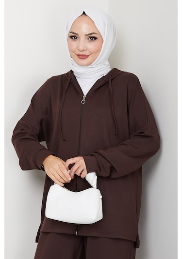 Kapüşonlu Oysho İkili Takım 1609 - Kahve Kahverengi