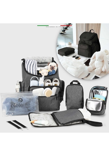Elelelife Flora 2 4 in1 Anne Bebek Bakım Çantası - Gri