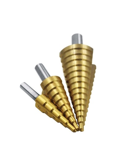 3lü Set Paslanmaz Kademeli Matkap Ucu Sac Delme Uç Sac Delgi Set