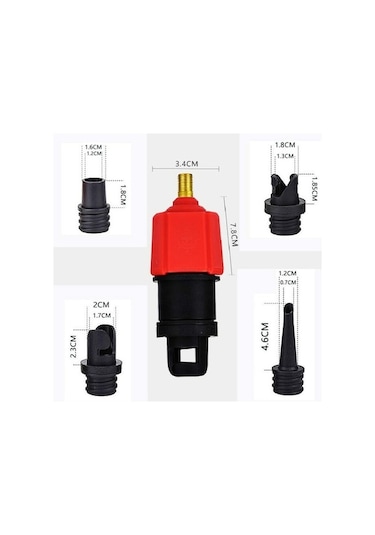 Didadodo Sörf Kürek Kurulu Kauçuk Tekne Şişme Yatak Hava Valfi Adaptörü Araba Hava Pompası Adaptörü Kırmızı, Küçük Boyutlu Adaptör