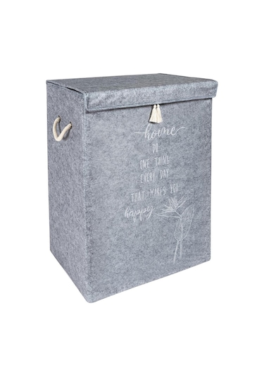 Alas Gri Keçe Kapaklı Mega Kirli Çamaşırlık Kutu Çok Amaçlı Saklama Kutu