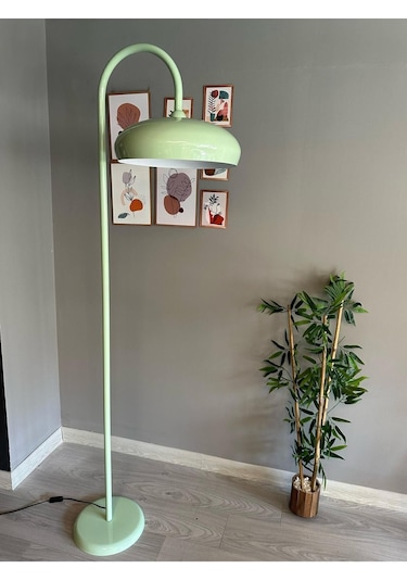 Mint Lambader Modern Dekoratif Metal Oturma Odası Çalışma Odası Zemin Lambası 6995 Yeşil