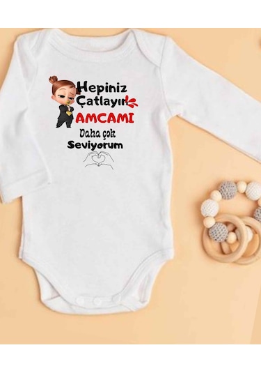 Lupi İsimli Zıbın Yazılı Bebek Zıbın Somon-altın Beyaz