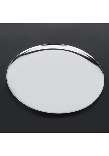 Tepsi 28 Cm Paslanmaz Çelik Yuvarlak Gümüş Saklama Tepsisi Sabit Düz Tabanlı Kaymaz Kolay Yıkanabilir Gıda Tepsisi