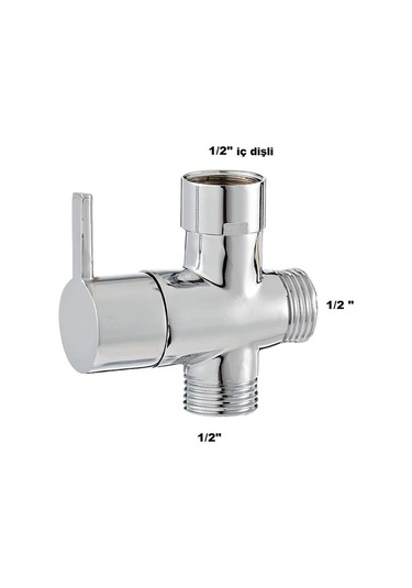 Banyo Robot Duş Seti Yönlendirici Musluk 1/2 - 1/2 - 1/2 İç Dişli Rekor Gri