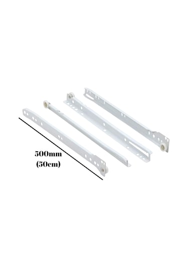 Beyaz Metal Çekmece Rayı Tekerlekli Mobilya Dolap Çekmece Rayı Beyaz 50cm 2 Takım Metal Çok Renkli