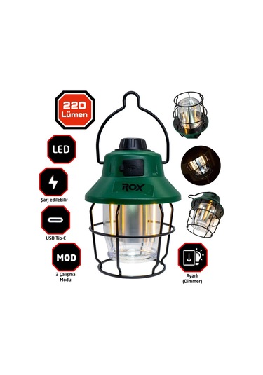Rox 0215 Şarjlı Retro Outdoor Kamp Feneri 220 Lümen