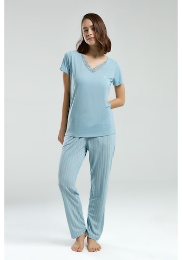 Pierre Cardin Kadın Mavi Pijama Takımı Pc8998-s-v1 Mavi