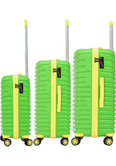3'lü Set Silikon Kırılmaz Pp Unisex Yeşil Sarı Valiz Pwvlz005 Yeşil Sarı