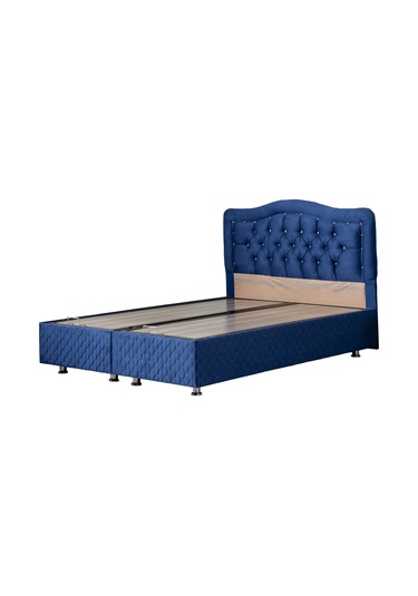 Setaymobilya Baza, Şah Lacivert Çift Kişilik Baza + Başlık + Deluxe Yatak