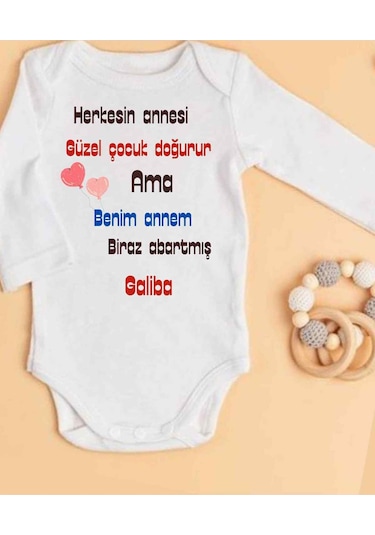 Lupi İsimli Zıbın Yazılı Bebek Zıbın Krem-açık İndigo Beyaz